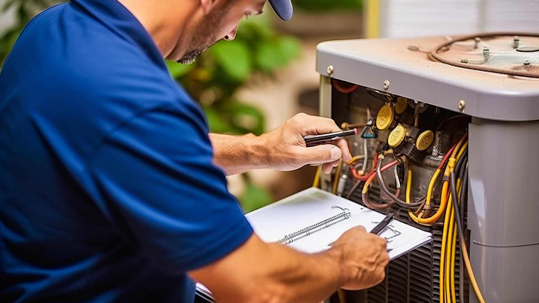 HVAC Technician working on a unit